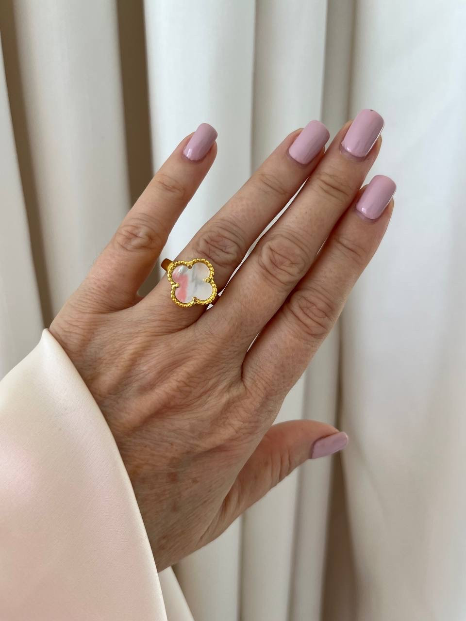 Кільце Van Cleef позолота 18 К/кільце конюшина біле в золоті