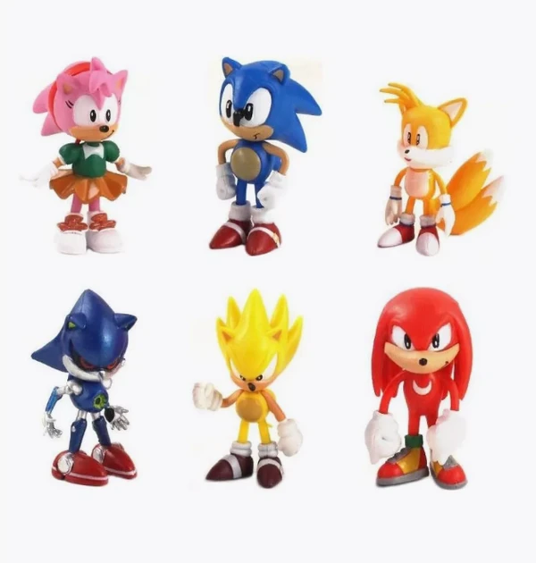 Набір ігрових фігурок Соник їжачок та герої з мультфільму Sonic the Hedgehog 6 шт, фото 1