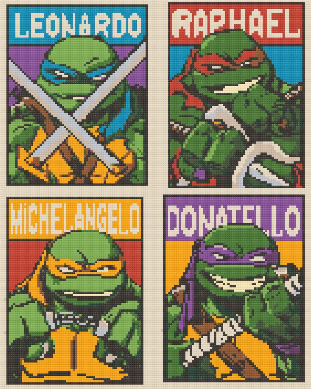 Алмазна мозаїка/вишивка Черепашки ніндзя 40*50 см Орігамі OD 3509, фото 1