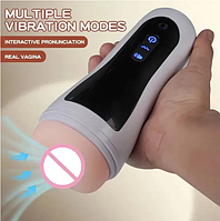 Автоматический мастурбатор для мужчин с наушниками и дисплеем Вибро-мастурбатор с реалистичным ощущением и звуковым эффектом