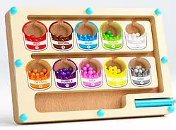 Дерев'яний магнітний сортер кульок для дітей від 2-х років розвиваюча іграшка лабіринт вивчення кольорів та цифр