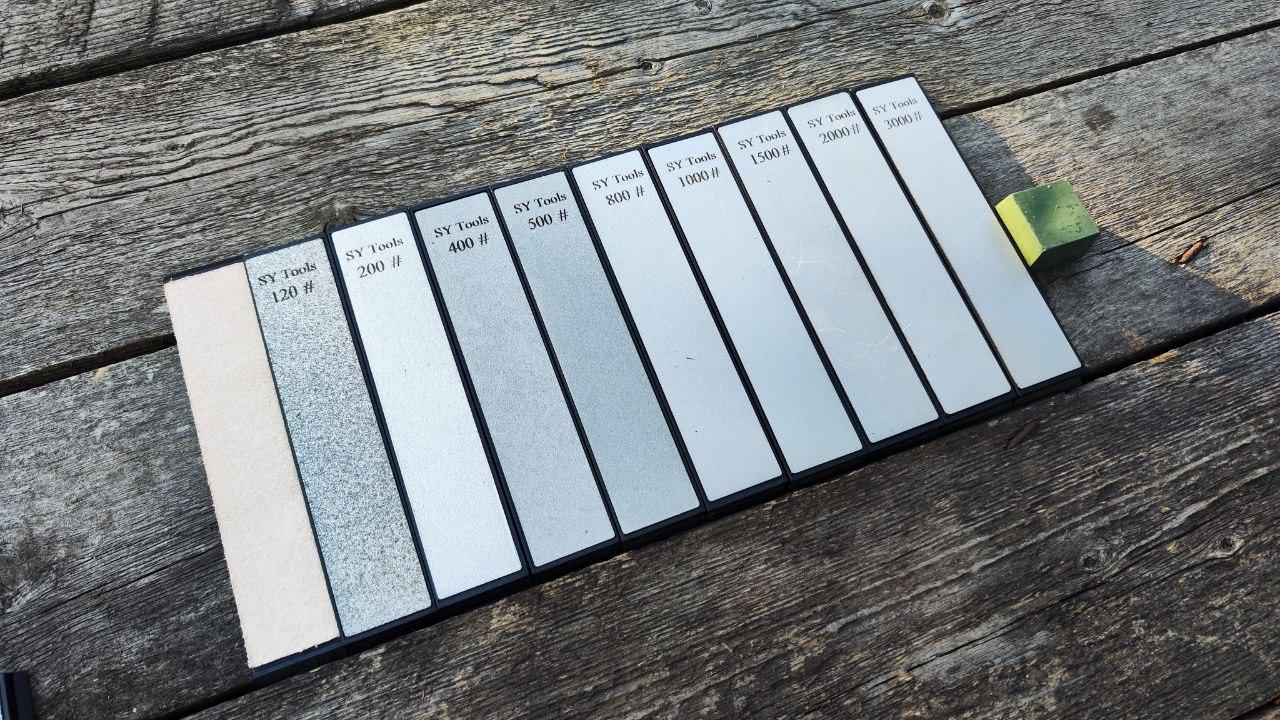 Набір алмазних точильних каменів  (120/200/400/500/800/1000/1500/2000/3000 GRIT +шкіра) широкі, фото 1