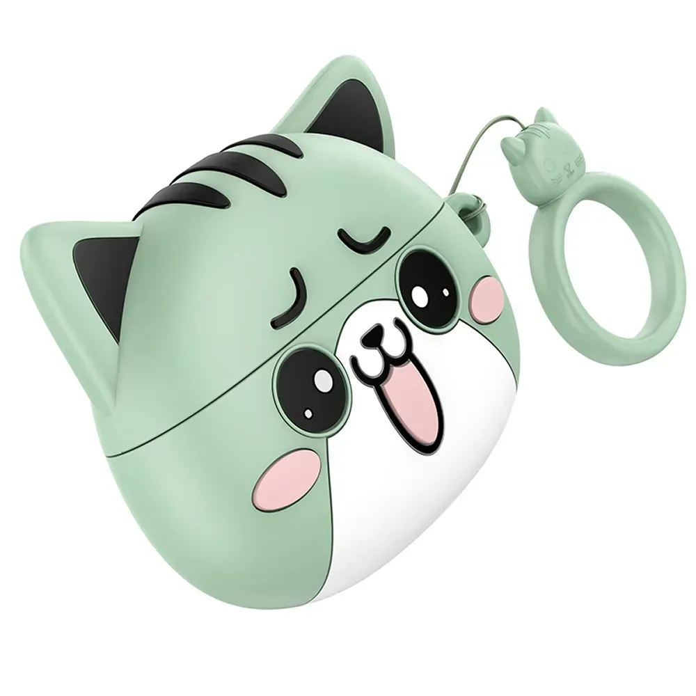 Безпровідні навушники з чохлом у вигляді котика TWS (Bluetooth) Hoco EW48 Mint Cat