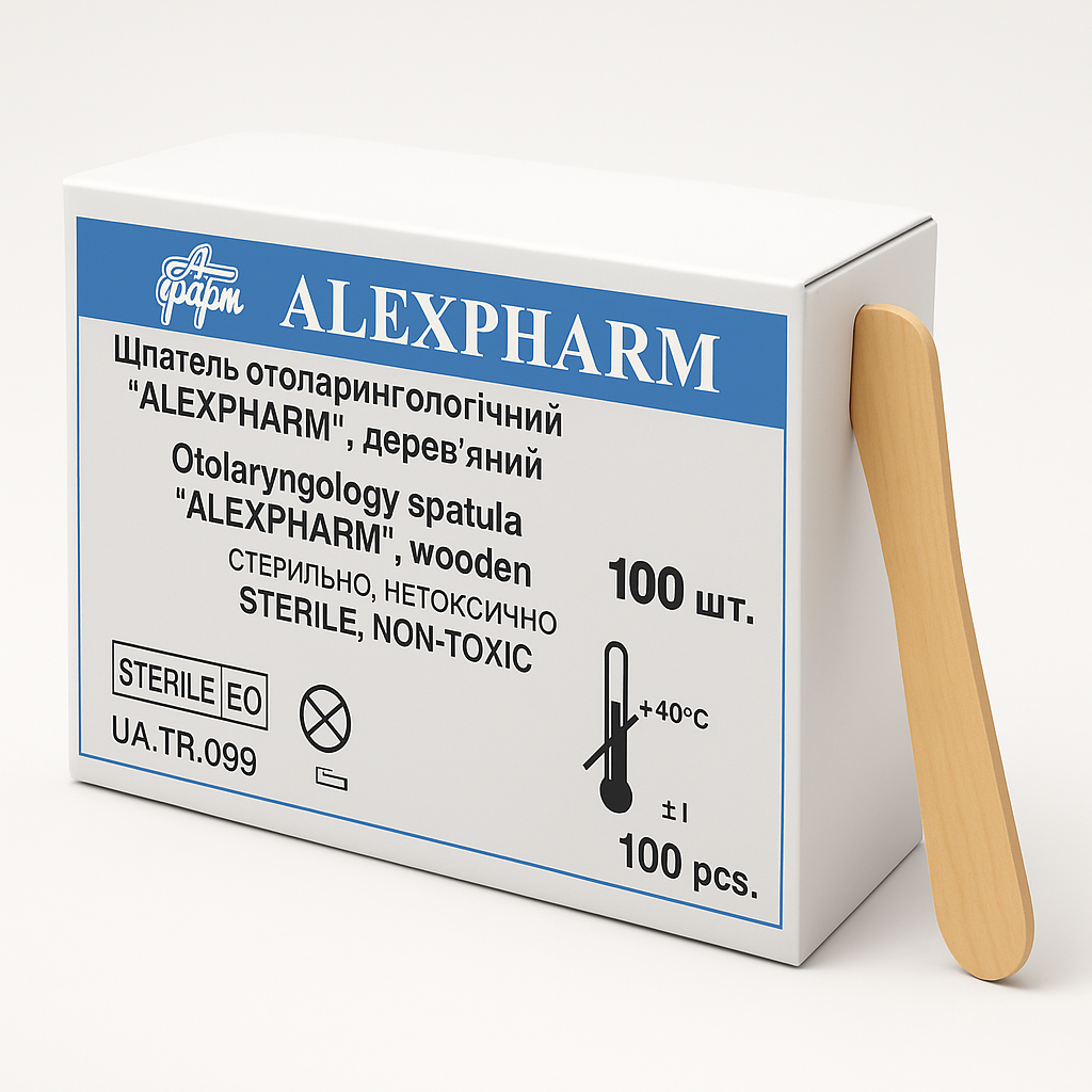 Шпатель отоларингологічний дерев'яний 100 шт/упаковка, ALEXPHARM