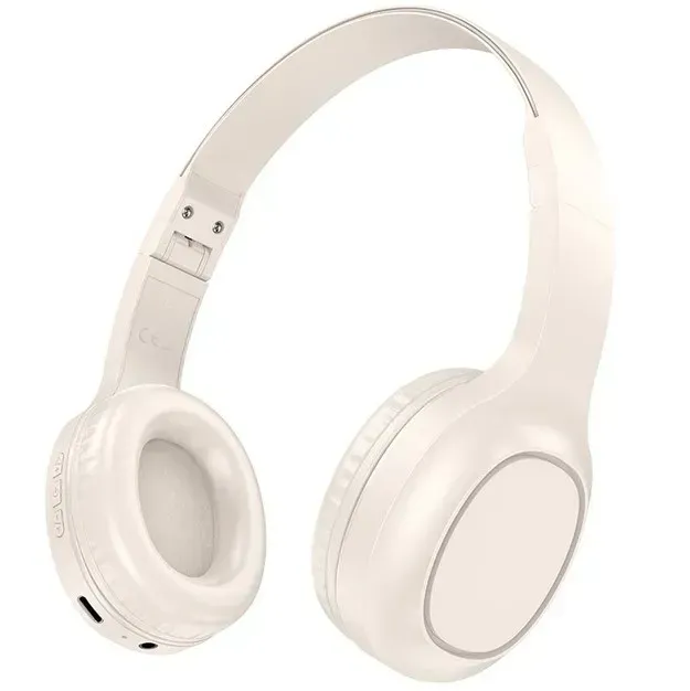 Великі безпровідні навушники (Bluetooth) Hoco W46 Milky White