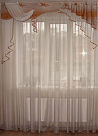 Жорсткий ламбрекен Firanka Стайл 2м бежевий із золотим (49_9ж)