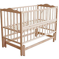 Ліжечко дитяче маятник з відкидним бортиком ТМ Кузя "Ангеліна-2" Натуральна