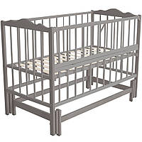 Ліжечко дитячий маятник із відкидним бортиком ТМ Кузя "Ангеліна-2" Сіре