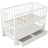 Ліжечко дитячий маятник із відкидним бортиком + ящик ТМ Кузя "Ангеліна" Біла