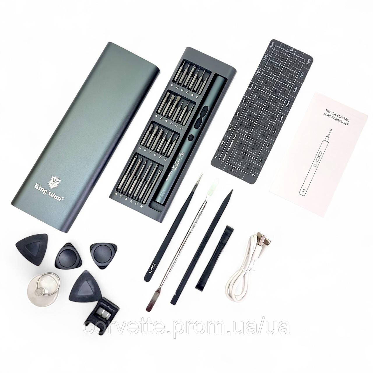 Набір електрична викрутка біти 62-in-1 довжина тримача 120мм біти T3 магнітні алюміній Box corvette - фото 1 - id-p2484183179