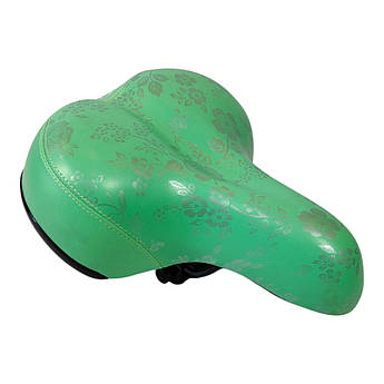 🚲М'яке велосипедне сідло з пружинами та квітковим візерунком (зелений колір)