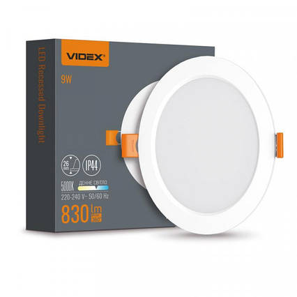 LED світильник Back вбудований круглий VIDEX 9W 5000K, фото 1