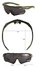 Тактичні окуляри Daisy X-10-X-олива з поляризацією та 3 змінними лінзами збільшена товщина лінз, фото 4