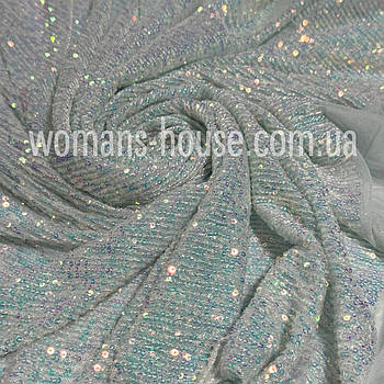 Паєтка на сітці «Строчка» Корея 135 см хамелеон на сітці Тіффані