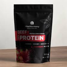 Яловичий протеїн - Полуниця Beef Protein – Strawberry VitalHarmony, 700 г, фото 1