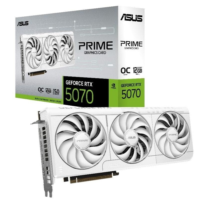Відеокарта GF RTX 5070 12GB GDDR7 Prime OC White Asus (PRIME-RTX5070-O12G-WHITE), фото 1