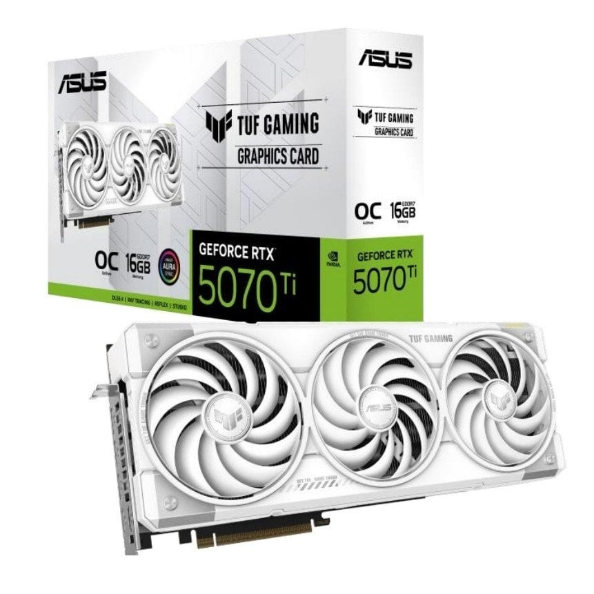 Відеокарта GF RTX 5070 Ti 16GB GDDR7 TUF Gaming OC White Asus (TUF-RTX5070TI-O16G-WHITE-GAMING), фото 1