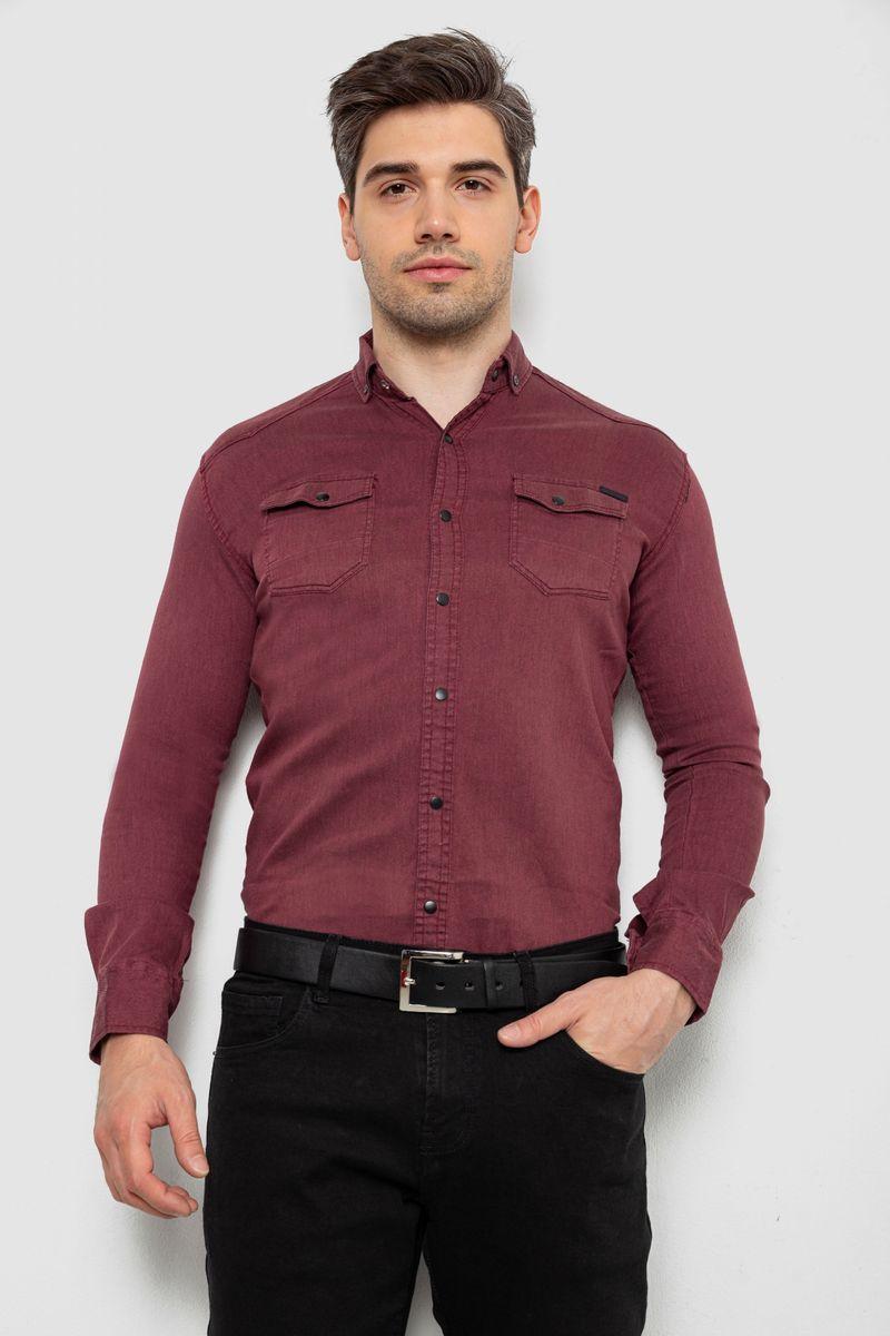 Сорочка чоловіча однотонна, колір бордовий, 214R16176, фото 1