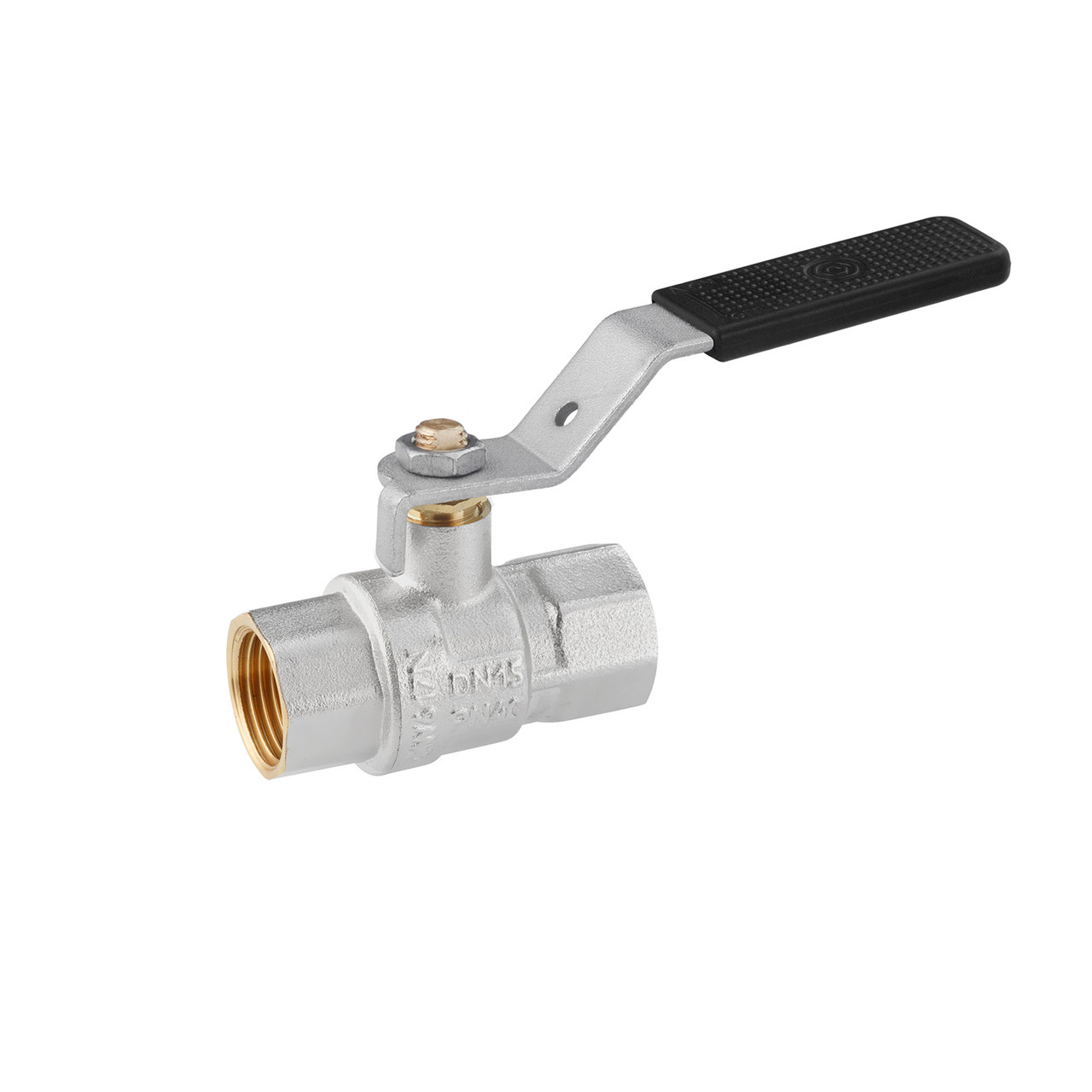 Кран кульовий Kroner 1/2" ВВ PN40 ручка, нікельований, фото 1