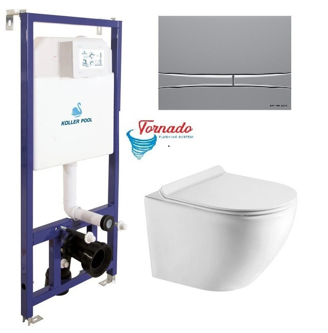 Інсталяція Koller Pool Dune 1200SL + Integro Cosmo Chrome matt панель змиву + підвісний унітаз ROUND з сидінням Soft-close (змив, фото 1