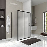 Душові двері розсувні, двоелементні Line Pro 1200мм, black matt, скло 6мм grape, фото 2