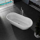 Ванна акрилова окремостояча суцільнолита AquaLuxe 1700x750 White з сифоном, фото 4