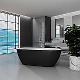 Ванна акрилова окремостояча суцільнолита AquaLuxe 1700x750 White/Matt Black з сифоном, фото 4