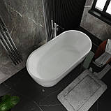 Ванна акрилова окремостояча суцільнолита PureLine 1600x800 White з сифоном, фото 4