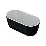 Ванна акрилова окремостояча суцільнолита PureLine 1600x800 White/Matt Black з сифоном, фото 2