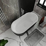Ванна акрилова окремостояча суцільнолита PureLine 1600x800 White/Matt Black з сифоном, фото 4