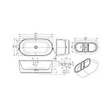 Ванна акрилова окремостояча суцільнолита PureLine 1600x800 White/Matt Black з сифоном, фото 5