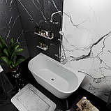 Ванна акрилова окремостояча суцільнолита пристінна Euforia 1600x750 White з сифоном, фото 4