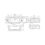 Ванна акрилова окремостояча суцільнолита пристінна Euforia 1600x750 White з сифоном, фото 5