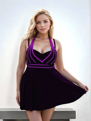 Танкини Samegame 25050 ЧЕРНЫЙ с малиновым(В НАЛИЧИИ ТОЛЬКО  48 50 52 54 56 УКР р-ры), фото 1