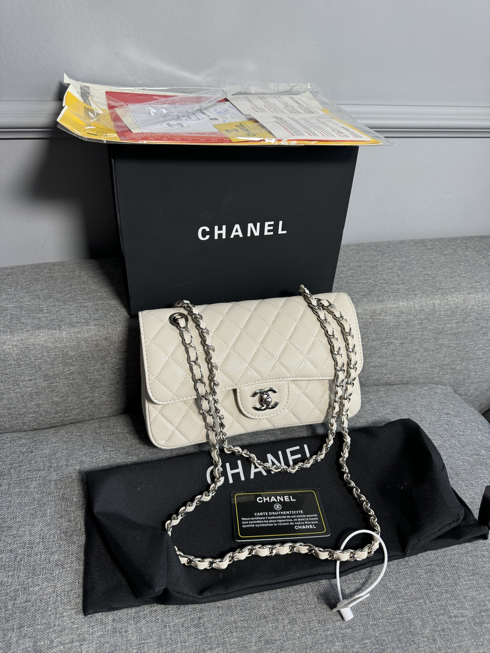 Сумка жіноча Шанель Chanel Flap Bag Caviar leather White, фото 1