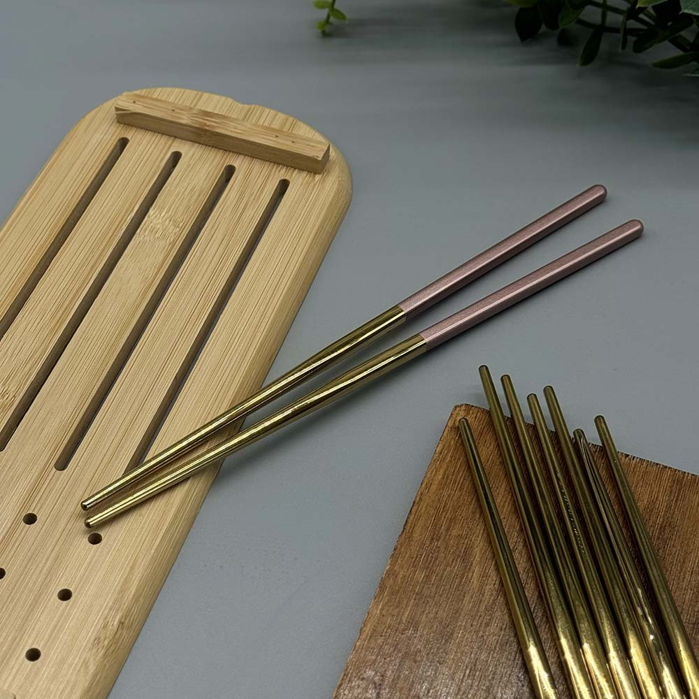 Металеві палички для їжі Пильна троянда, фото 1