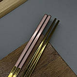 Металеві палички для їжі Пильна троянда, фото 2