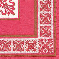 Серветки паперові тришарові декоративні ТМ Luxy 33x33 "Верона" червоні для сервірування столу, святкові серветки 18 штук