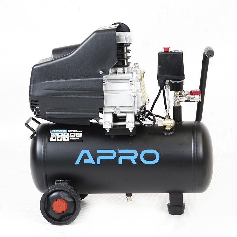 Компресор одноциліндровий Apro 1,5кВт 205 л/хв 8бар 24 л (2 крани) (850175)