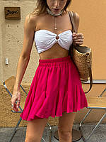Яркая стильная модная легкая однотонная летняя женская юбка малинового цвета 42-44, 44-46