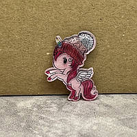 Серединка для бантика (кабошон пластик) Єдиноріг у шапці (блискітки), 3 см, арт 03461, 1 шт, Різнокольоровий