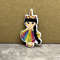 Серединка для бантиків - Дівчінка (единоріг), 4 см, арт 014125, 1 шт, Різнокольоровий