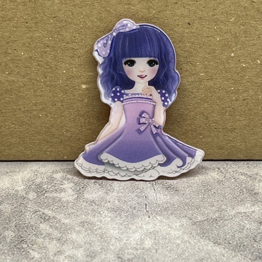 Серединка для бантиків "Лялька", бузкова сукня, 4 см,  арт 09051, 1 шт, Бузковий, фото 1