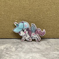 Серединка для бантиків (пластик) Єдиноріг (блискітки), 3 см, арт 03464, 1 шт, Різнокольоровий