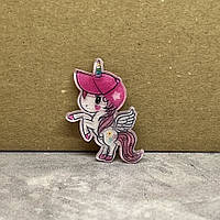 Серединка для бантиків (декор пластик) Єдиноріг (блискітки), 3 см, арт 03465, 1 шт, Різнокольоровий