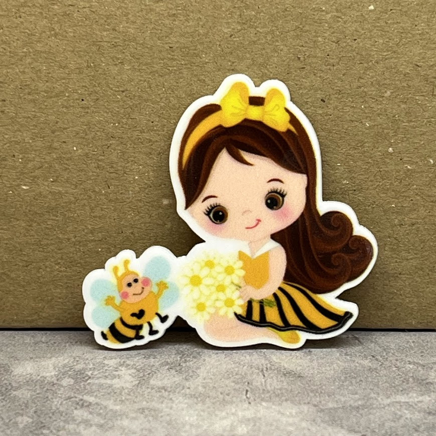 Серединка для бантиків Дівчинка з бджолою, арт 011846, 1 шт, Жовтий, фото 1