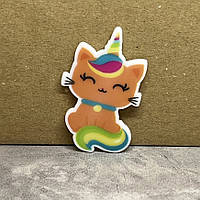 Серединка для бантів 4 см Кошеня-единоріг, арт 014135, 1 шт, Різнокольоровий