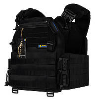 Плитоноска вармор із системою швидкого скидання чорна, плитоноска чорна, розвантаження для поліцейських