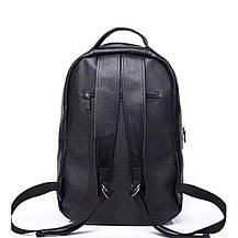 Чоловічий шкіряний рюкзак Tiding Bag чорного кольору із двома великими відділеннями, фото 5