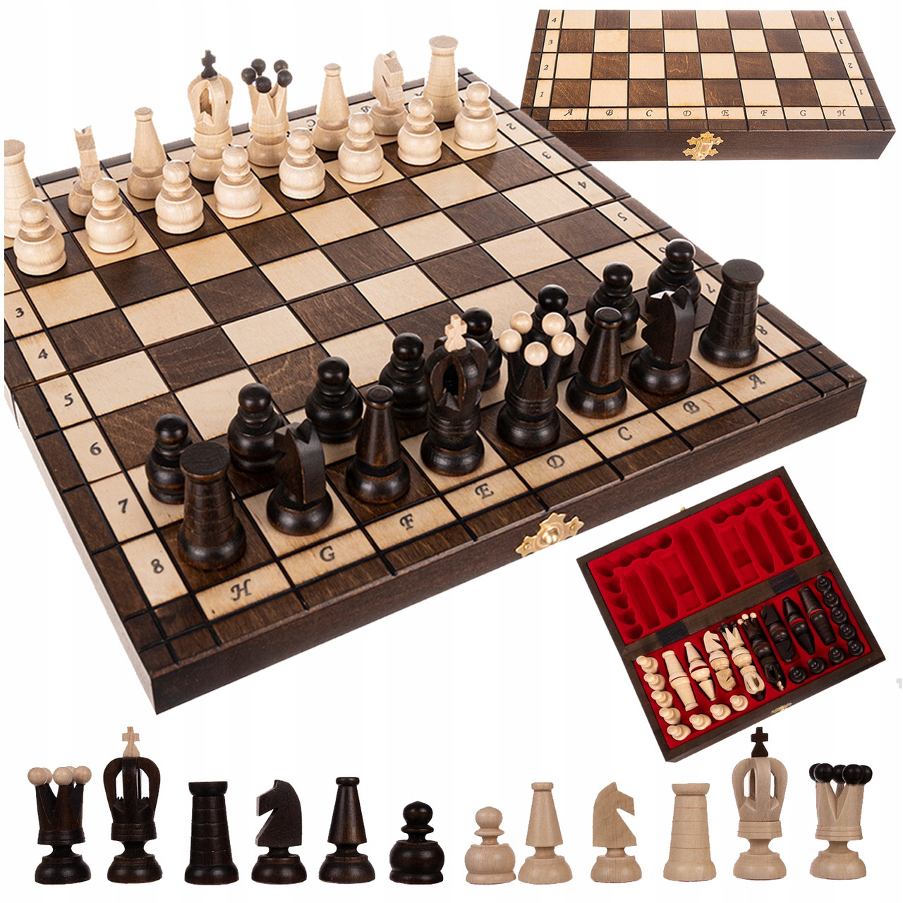 Королівські шахи Ruhhy дерев'яні із граба 30.5 x 30.5 x 2 см (26038)